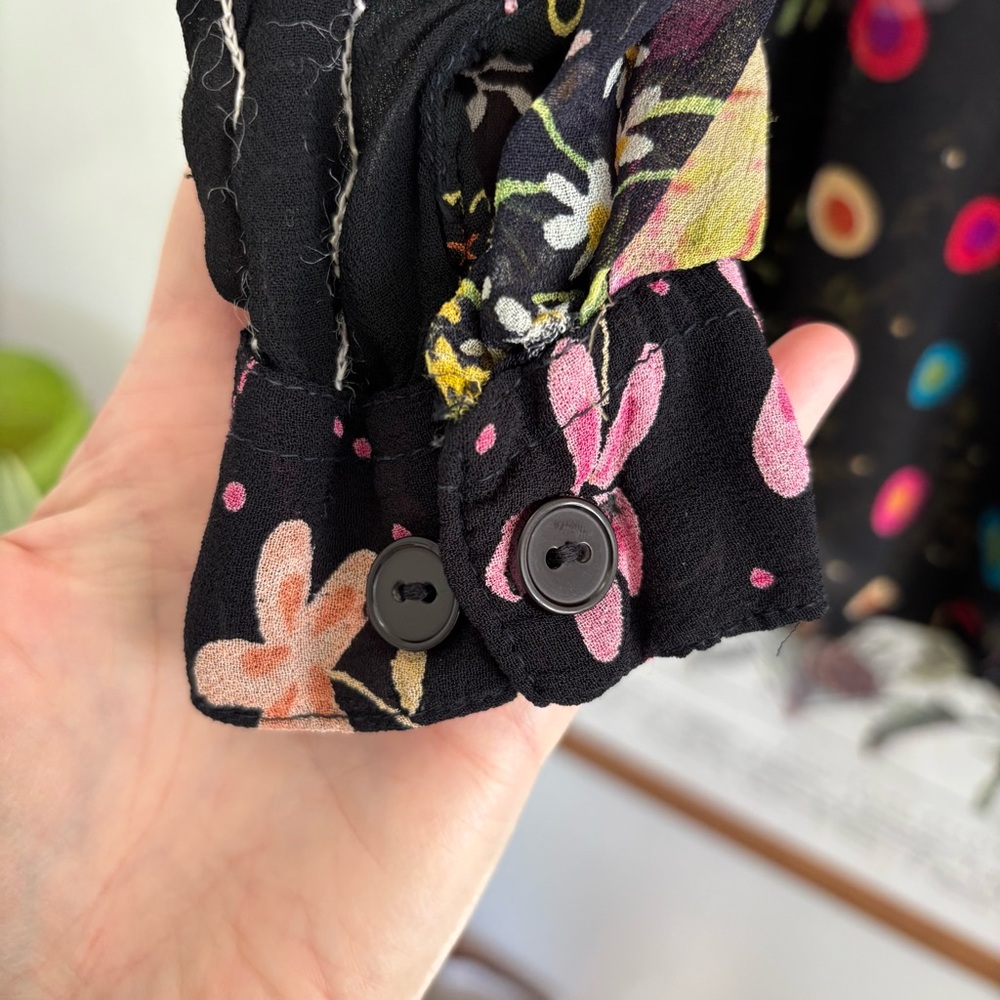 Sacred Threads Multicolor Floral Patchwork Blouse… - image 3